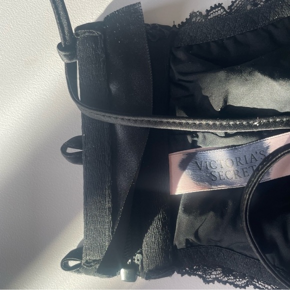 New! Victorias Secret sequin lace up bandeau black y2k style 20118 - Picture 9 of 12